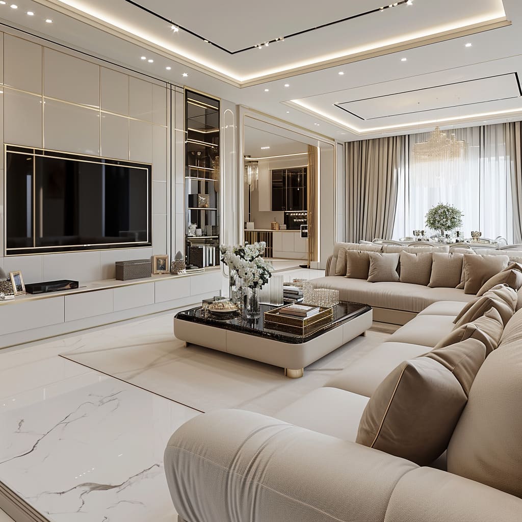 Neutral color palettes and minimalist decor create a clean and inviting interior.