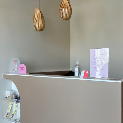 A beauty salon reception interior design