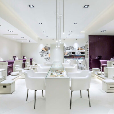 A boutique beauty salon specializes in custom nail art and trendy manicures.