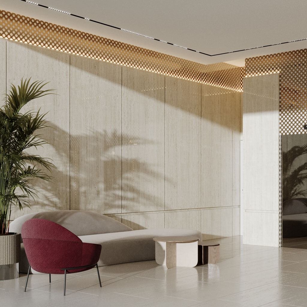 A waiting area interior design for a building