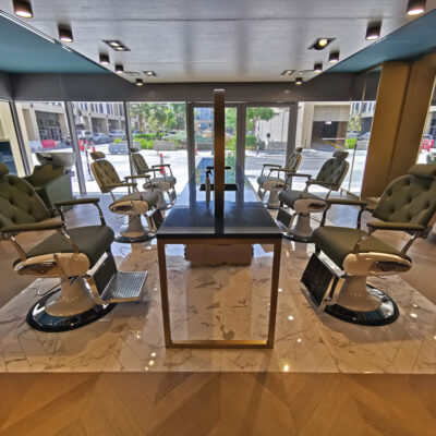 An upscale beauty salon features high-quality skincare products and personalized consultations.