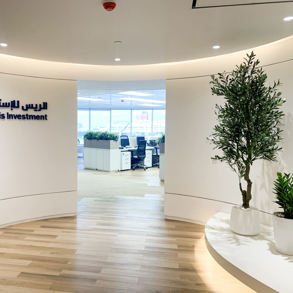An interior design of a large office in Dubai