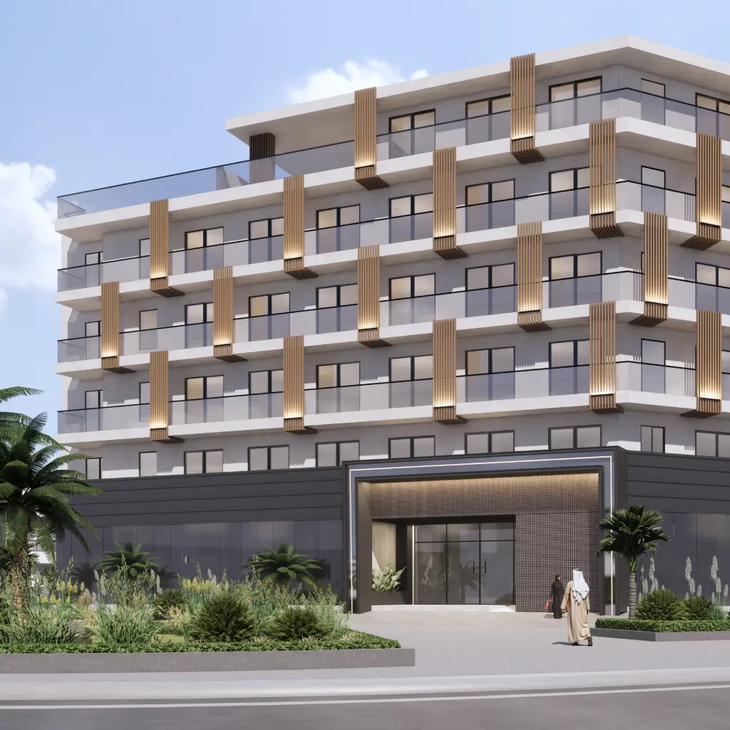 G+5 Residential Building Exterior Design with an impressive entrance and modern facades G+5 Residential Building Exterior Design with an impressive entrance and modern facades