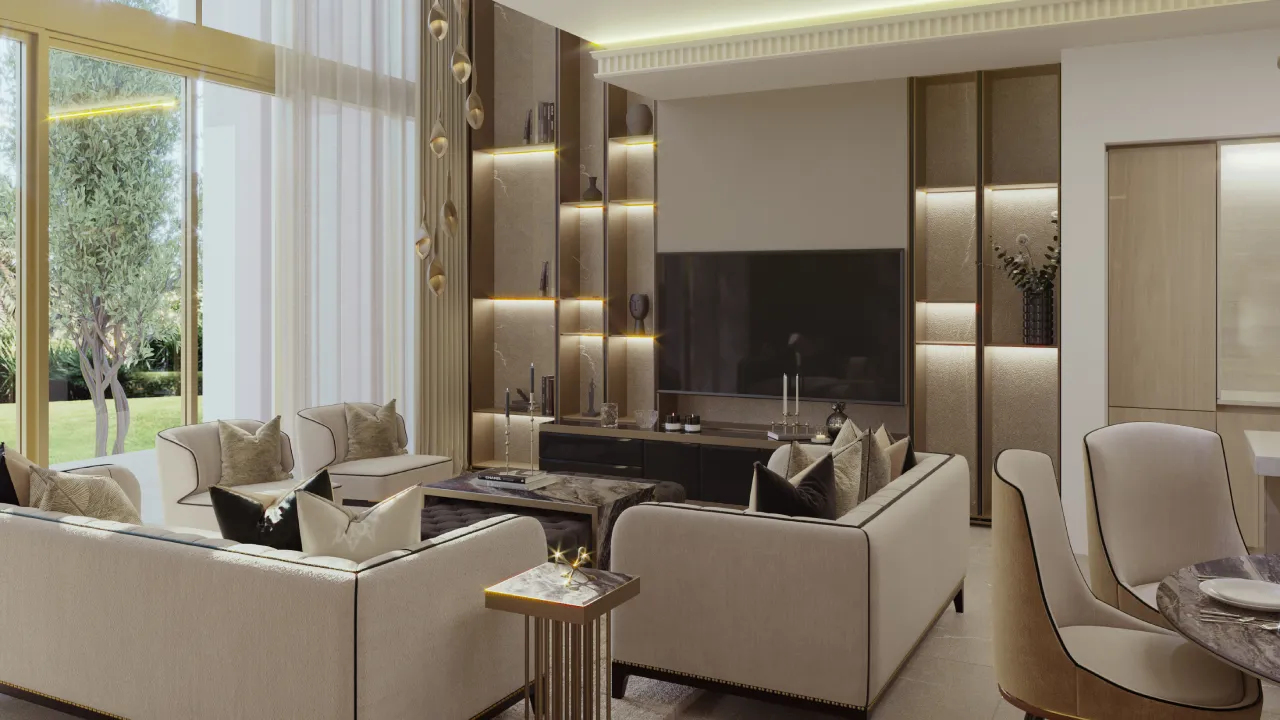 Modern villa living room interior design in Dubai